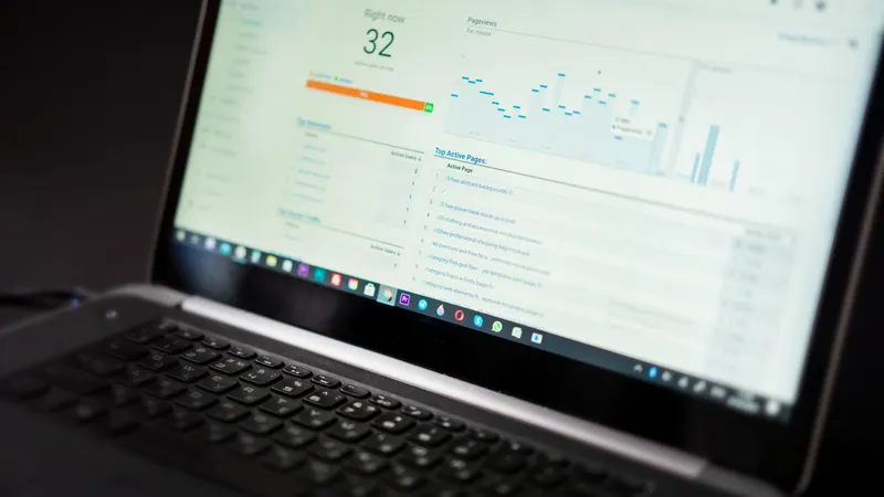 Laptop showing an analytics dashboard during a site audit