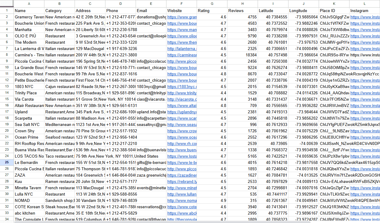 Structured Results (CSV)