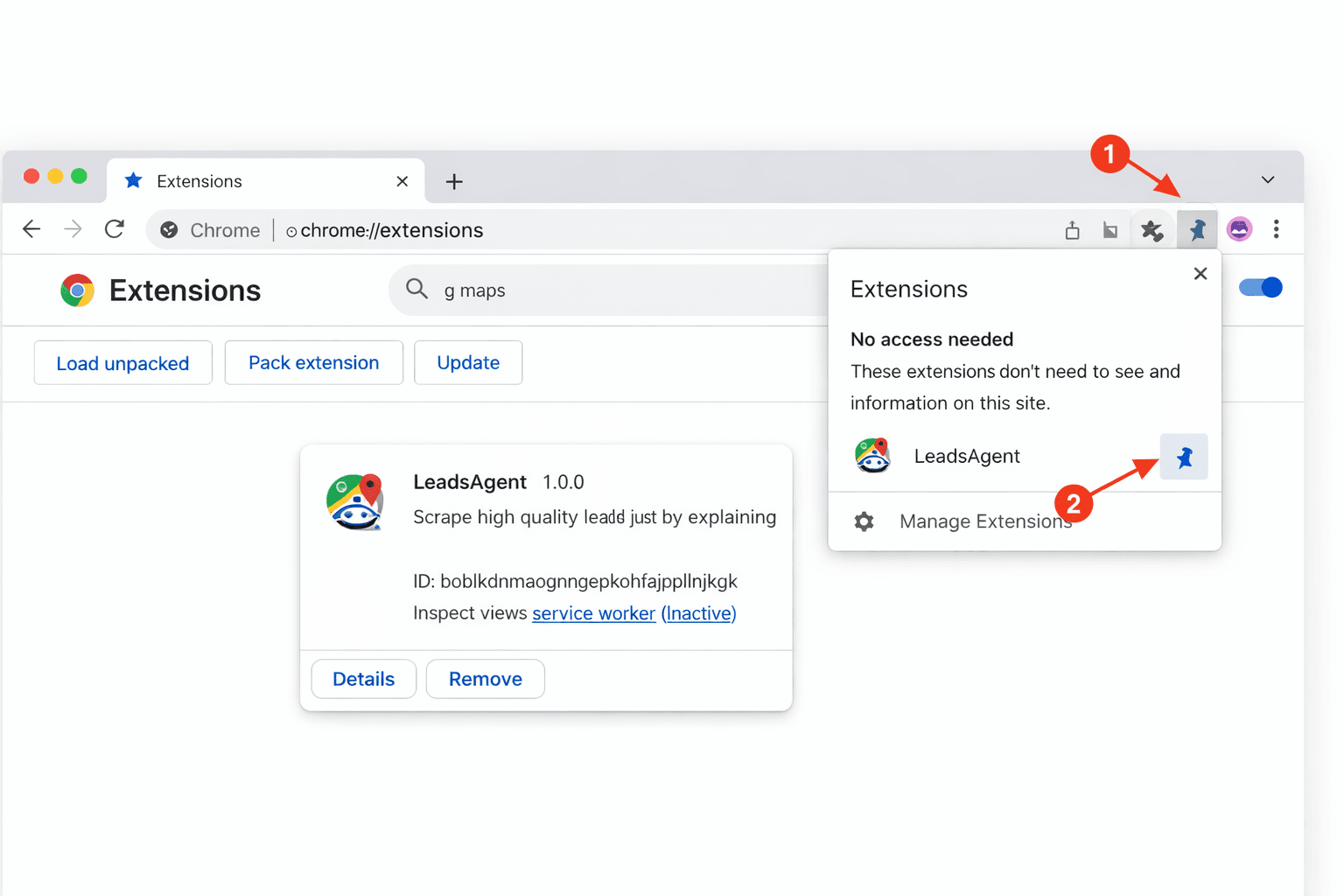 Pin LeadsAgent extension