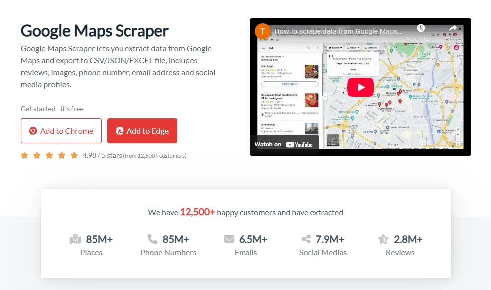GMapsExtractor interface for Google Maps data extraction