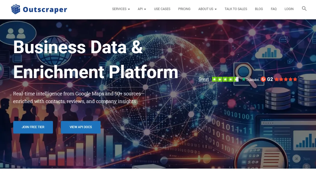 Outscraper business data enrichment platform homepage