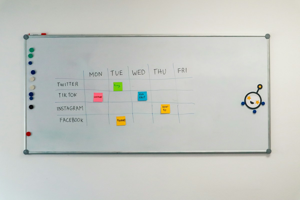 Whiteboard with stickers