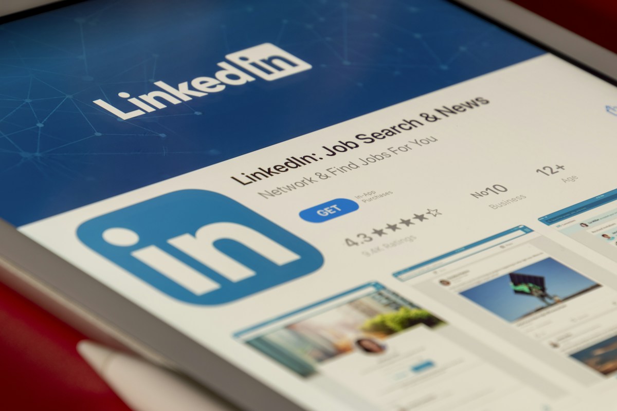 LinkedIn app page on a tablet